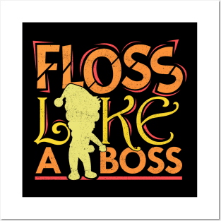 'Floss Like A Boss Santa Flossing' Hilarous Santa Gift Posters and Art